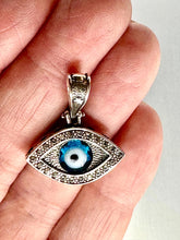 Load image into Gallery viewer, 925 Sterling Silver Greek Mati Almond Shaped Evil Eye Necklace