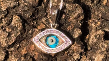 Load image into Gallery viewer, 925 Sterling Silver Greek Mati Almond Shaped Evil Eye Necklace