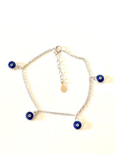 Load image into Gallery viewer, 925 Sterling Silver Blue Enamel Dangling Evil Eye Bracelet