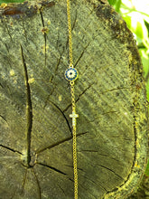 Load image into Gallery viewer, 18K Gold Plated Micro Pave Round Evil Eye & Cross Bracelet