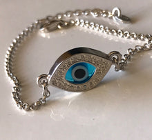 Load image into Gallery viewer, 925 Sterling Silver Double Sided Evil Eye Bracelet