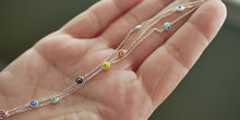 Load image into Gallery viewer, 925 Sterling Silver Tri Link Bracelet with Dual Sided Multi Colored Murano Glass