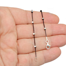 Load image into Gallery viewer, Black Sterling Silver w/Silver Diamond Cut Moon Star Balls Chain in Various Lengths for Anklet/Bracelet/Necklace