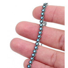 Load image into Gallery viewer, 925 Silver Adjustable Turquoise Silver Tennis Bracelet