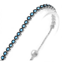 Load image into Gallery viewer, 925 Silver Adjustable Turquoise Silver Tennis Bracelet