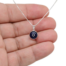 Load image into Gallery viewer, 925 Sterling Silver Round Bezel Set Traditional (Light or Dark Blue) Evil Eye Necklace