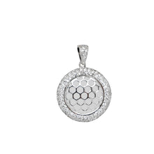 Load image into Gallery viewer, 925 Sterling Silver Dangling Beehive Disk Pendant with Micro Pave Diamond Stimulants Necklace