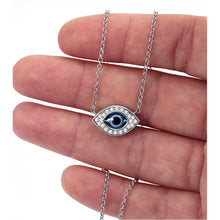 Load image into Gallery viewer, 925 Sterling Silver Almond Shaped with Murano Glass Evil Eye Necklace