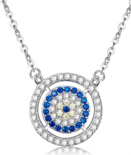 Load image into Gallery viewer, 925 Sterling Silver Round Framed Evil Eye Pendant Necklace