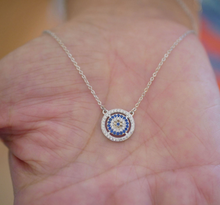 Load image into Gallery viewer, 925 Sterling Silver Round Framed Evil Eye Pendant Necklace