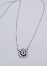 Load image into Gallery viewer, 925 Sterling Silver Round Framed Evil Eye Pendant Necklace