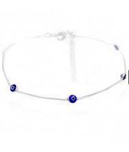 Load image into Gallery viewer, 925 Sterling Silver Anklet with Blue Evil Eyes