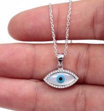 Load image into Gallery viewer, 925 Sterling Silver Mother of Pearl Evil Eye Necklace
