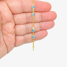 Load image into Gallery viewer, 18K Gold Plated Two by Two Double Sided Crystal Evil Eye Bracelet