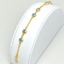 Load image into Gallery viewer, 18K Gold Plated Two by Two Double Sided Crystal Evil Eye Bracelet