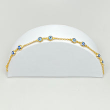 Load image into Gallery viewer, 18K Gold Plated Two by Two Double Sided Crystal Evil Eye Bracelet