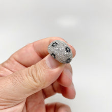 Load image into Gallery viewer, 925 Sterling Silver Micro Pave Dome Ring with Black Flowers