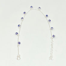Load image into Gallery viewer, 925 Sterling Silver Anklet with Dangling Blue Evil Eyes
