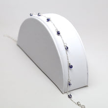 Load image into Gallery viewer, 925 Sterling Silver Anklet with Dangling Blue Evil Eyes