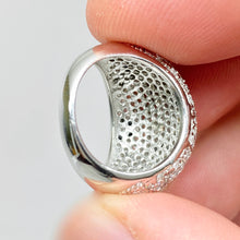 Load image into Gallery viewer, 925 Sterling Silver Micro Pave Dome Ring with Black Flowers