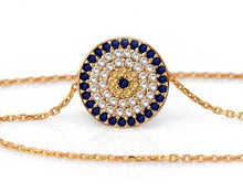 Load image into Gallery viewer, 18K Gold Plated 925 Silver Large Round Evil Eye Neckla