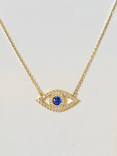 Load image into Gallery viewer, 18K Gold Plated Almond Shaped Prong Set Evil Eye Necklace