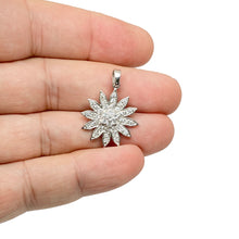 Load image into Gallery viewer, 925 Sterling Silver Dangling Flower Micro Pave Pendant Necklace