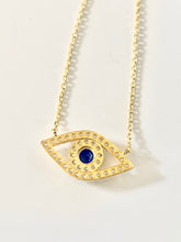 Load image into Gallery viewer, 18K Gold Plated Almond Shaped Prong Set Evil Eye Necklace