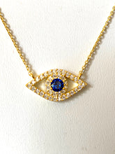 Load image into Gallery viewer, 18K Gold Plated Almond Shaped Prong Set Evil Eye Necklace
