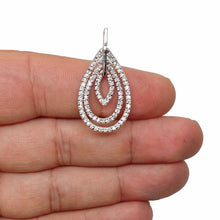 Load image into Gallery viewer, 925 Sterling Silver Micro Pave 3 Tier Teardrop Dangling Pendant Necklace