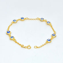 Load image into Gallery viewer, 18K Gold Plated Two by Two Double Sided Crystal Evil Eye Bracelet