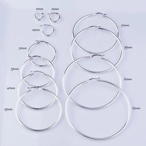 925 Sterling Silver 45mm Round Hoop Earrings