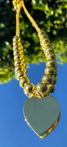 Gold Plated 925 Sterling Silver Beaded Lariat Bracelet w/Dangling Heart