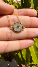 Load image into Gallery viewer, Gold Plated 925 Sterling Silver Large Round Evil Eye w/Double Stranded Bracelet
