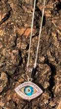 Load image into Gallery viewer, 925 Sterling Silver Greek Mati Almond Shaped Evil Eye Necklace
