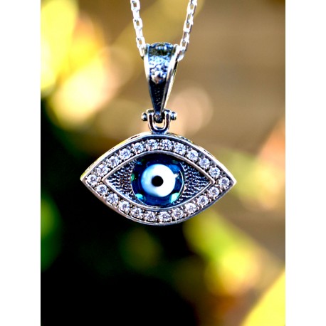 Sterling Silver Evil Eye , Lucky Eye Necklace-93