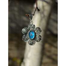 Load image into Gallery viewer, 925 Sterling Silver Hand Made Filigree Evil Eye Necklace-75

