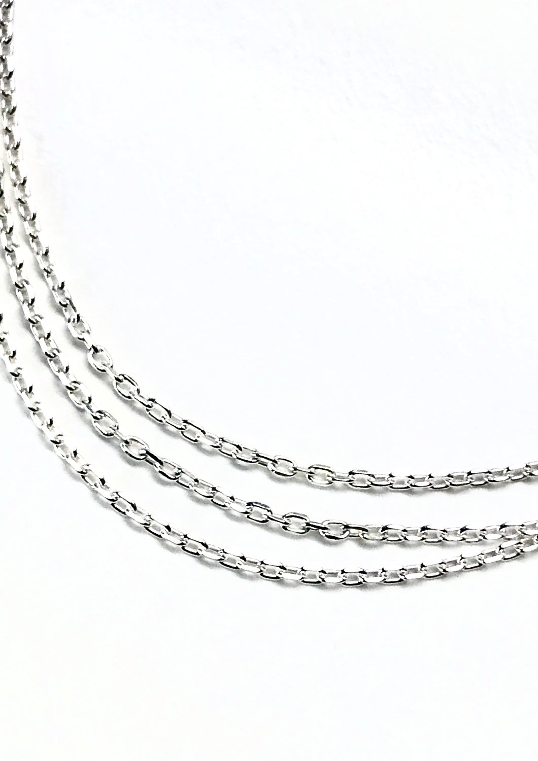 Italian 925 Sterling Silver 3 Strand Cable Chain Adjustable Necklace