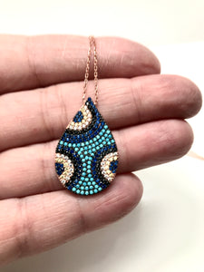 Rose Gold Nano Turquoise Teardrop Necklace