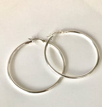Load image into Gallery viewer, 925 Sterling Silver 45mm Round Hoop Earrings
