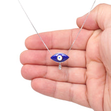 Load image into Gallery viewer, 925 Sterling Silver Blue Enamel Evil Eye with Tear Necklace
