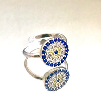 Load image into Gallery viewer, 925 Sterling Silver Large Round Evil Eye Ring-OSFA
