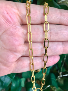 Gold Plated 5mm Oval Cut Paper Clip Chain Necklace