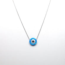 Load image into Gallery viewer, 925 Sterling Silver Blue Opal Round Evil Eye Necklace
