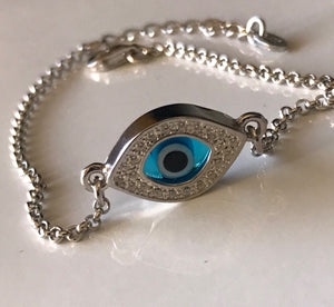 925 Sterling Silver Double Sided Evil Eye Bracelet