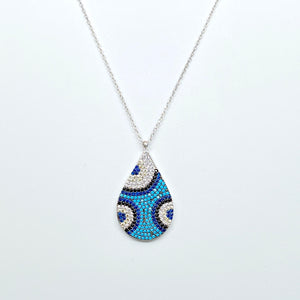 925 Sterling Silver Nano Turquoise Teardrop Necklace