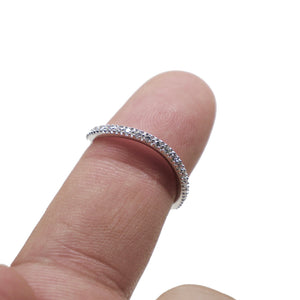 925 Sterling Silver Curved Micro Pave Full Eternity Ring - Single or Stackable