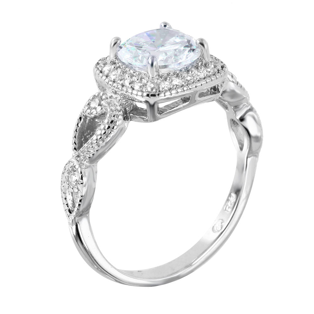 925 Sterling Silver Square Shaped with 7mm Center CZ Engagment Ring