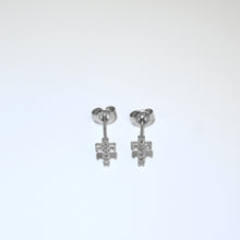 Load image into Gallery viewer, 925 Sterling Silver Small Cross CZ Earrings

