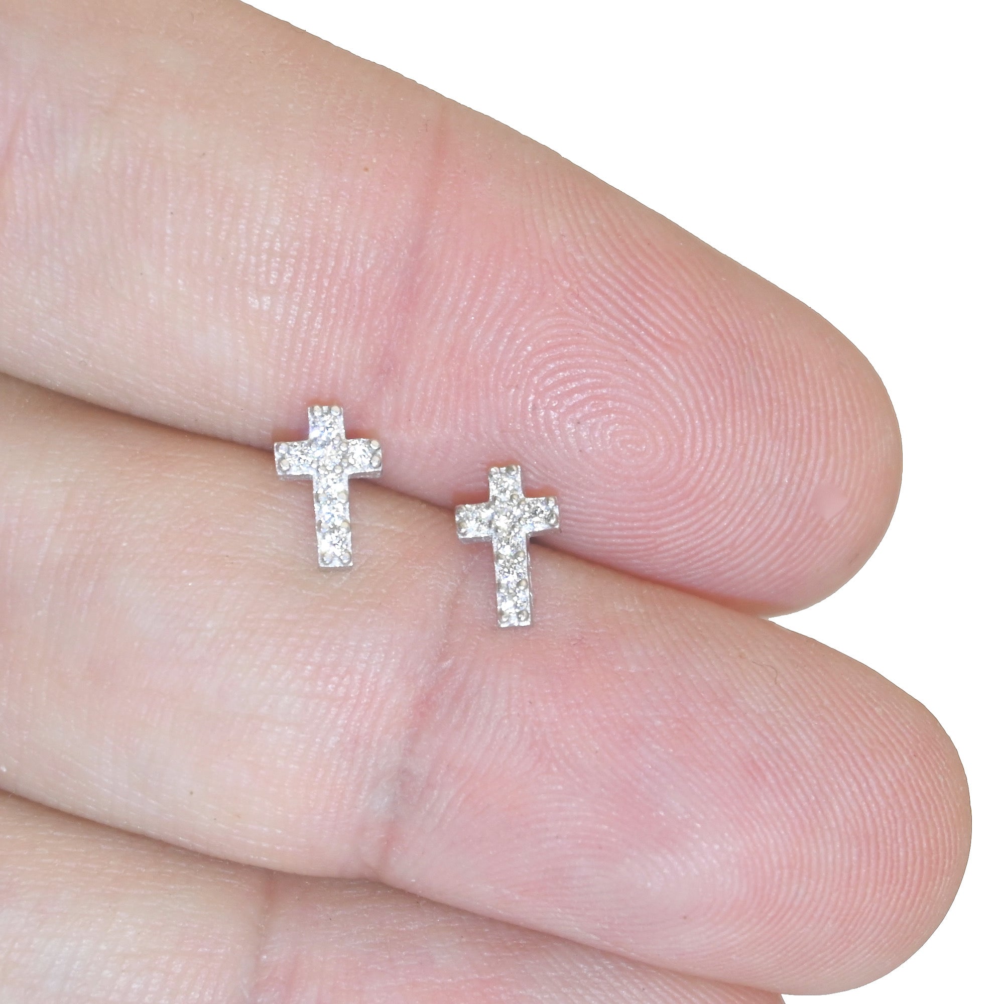 Sterling silver deals cross earrings studs